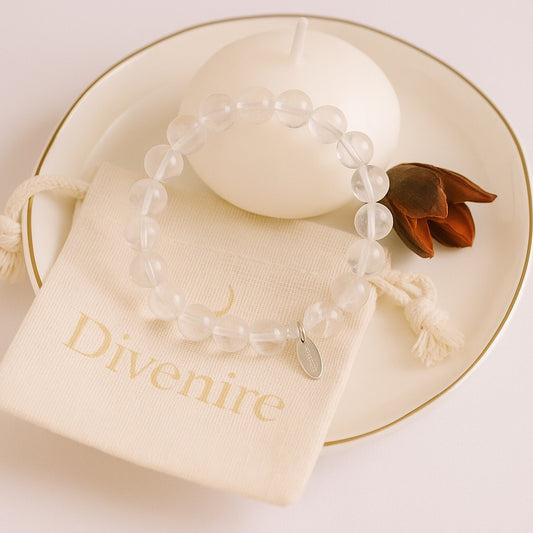 Pulsera de Cuarzo Blanco de 8 mm – Amuleto de Claridad y Libertad | Divenire