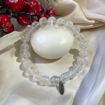 Pulsera de Cuarzo Blanco de 8mm | Amuleto de Claridad y Libertad