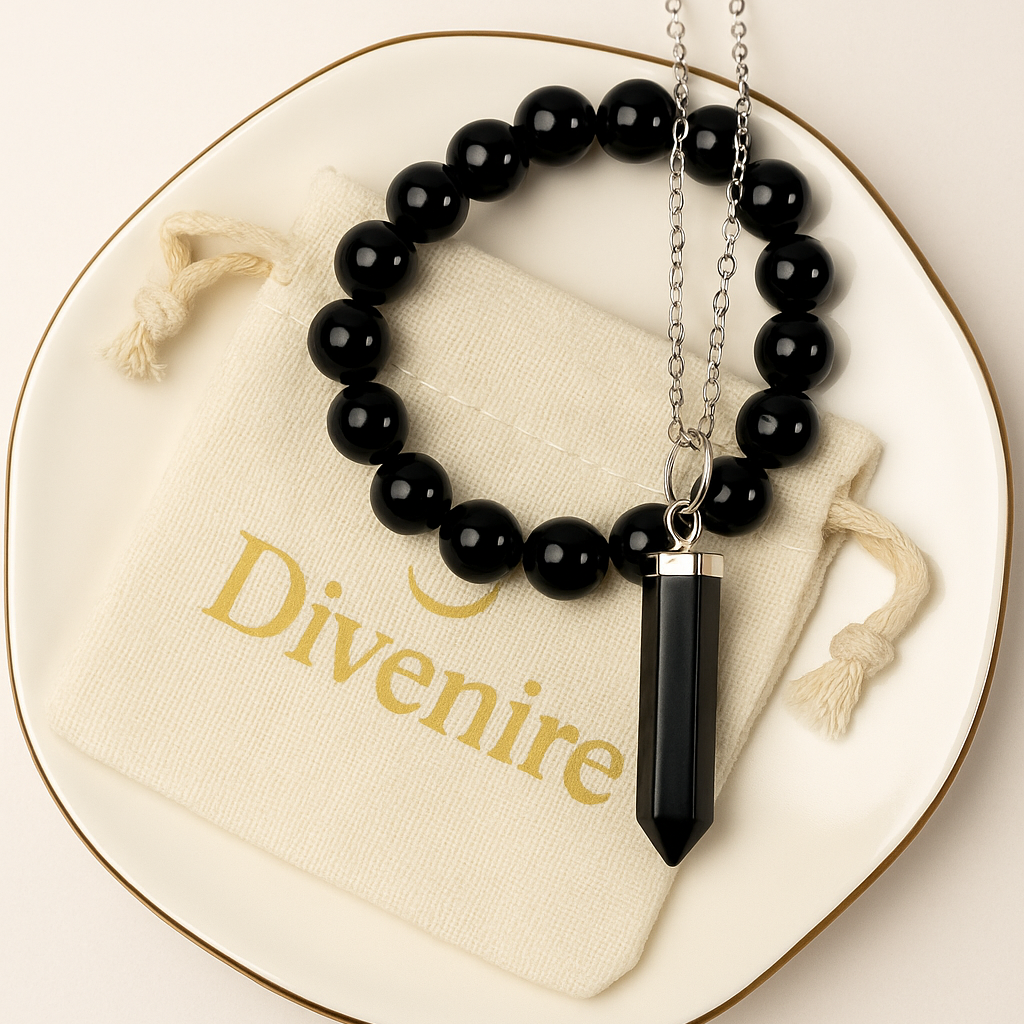 Conjunto pulsera y colgante Turmalina - Amuleto de protección | Divenire