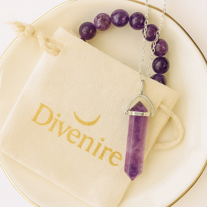 Conjunto pulsera y colgante Amatista | Amuleto de confianza y serenidad