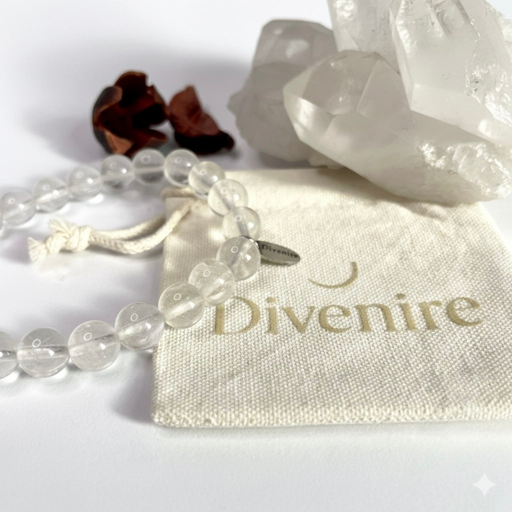 Pulsera de Cuarzo Blanco de 8mm | Amuleto de Claridad y Libertad