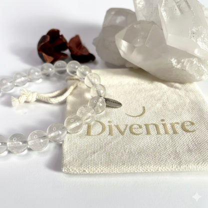 Pulsera de Cuarzo Blanco de 8mm | Amuleto de Claridad y Libertad