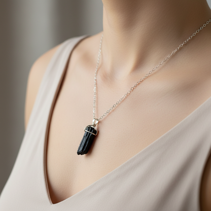 Colgante Turmalina Negra en Bruto | Protección