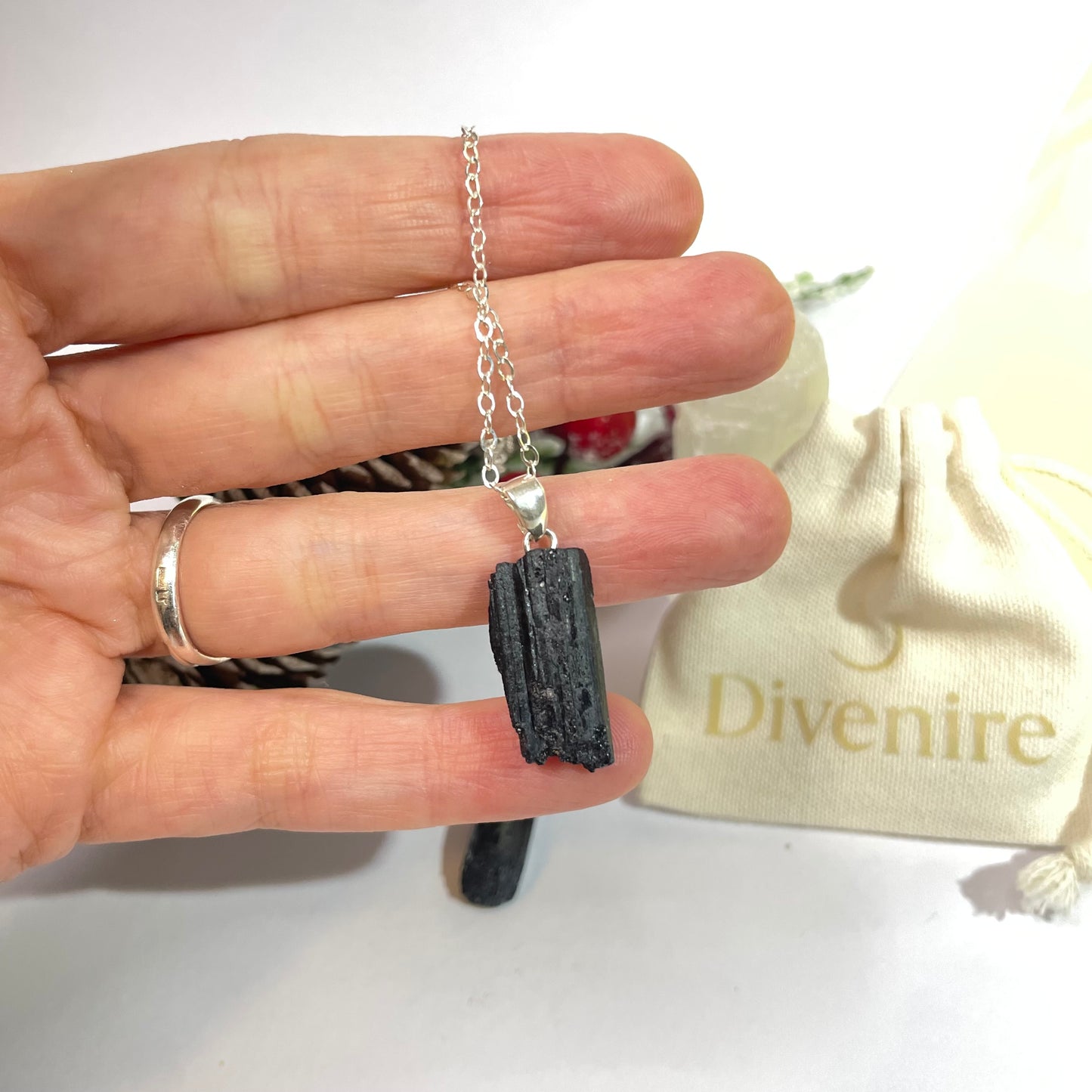 Colgante Turmalina Negra en Bruto | Plata 925 – Divenire