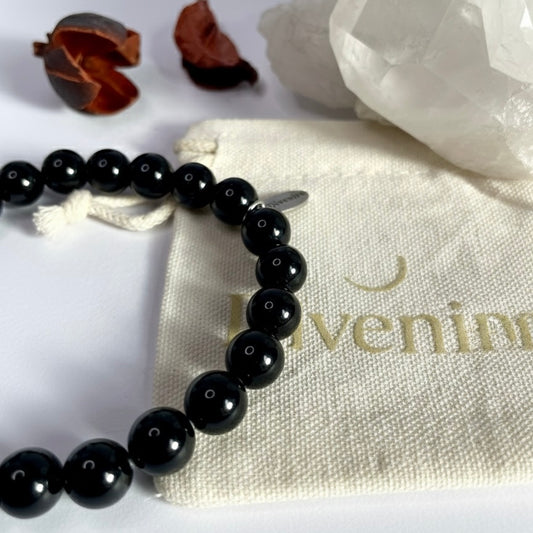 Pulsera de Turmalina Negra de 8 mm – Amuleto de Protección y Energía | Divenire