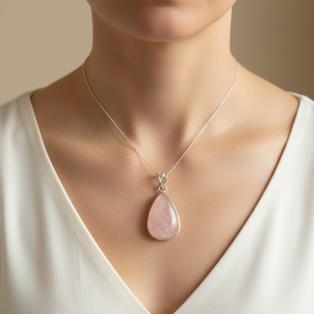Colgante de Cuarzo Rosa | Amor y autoestima