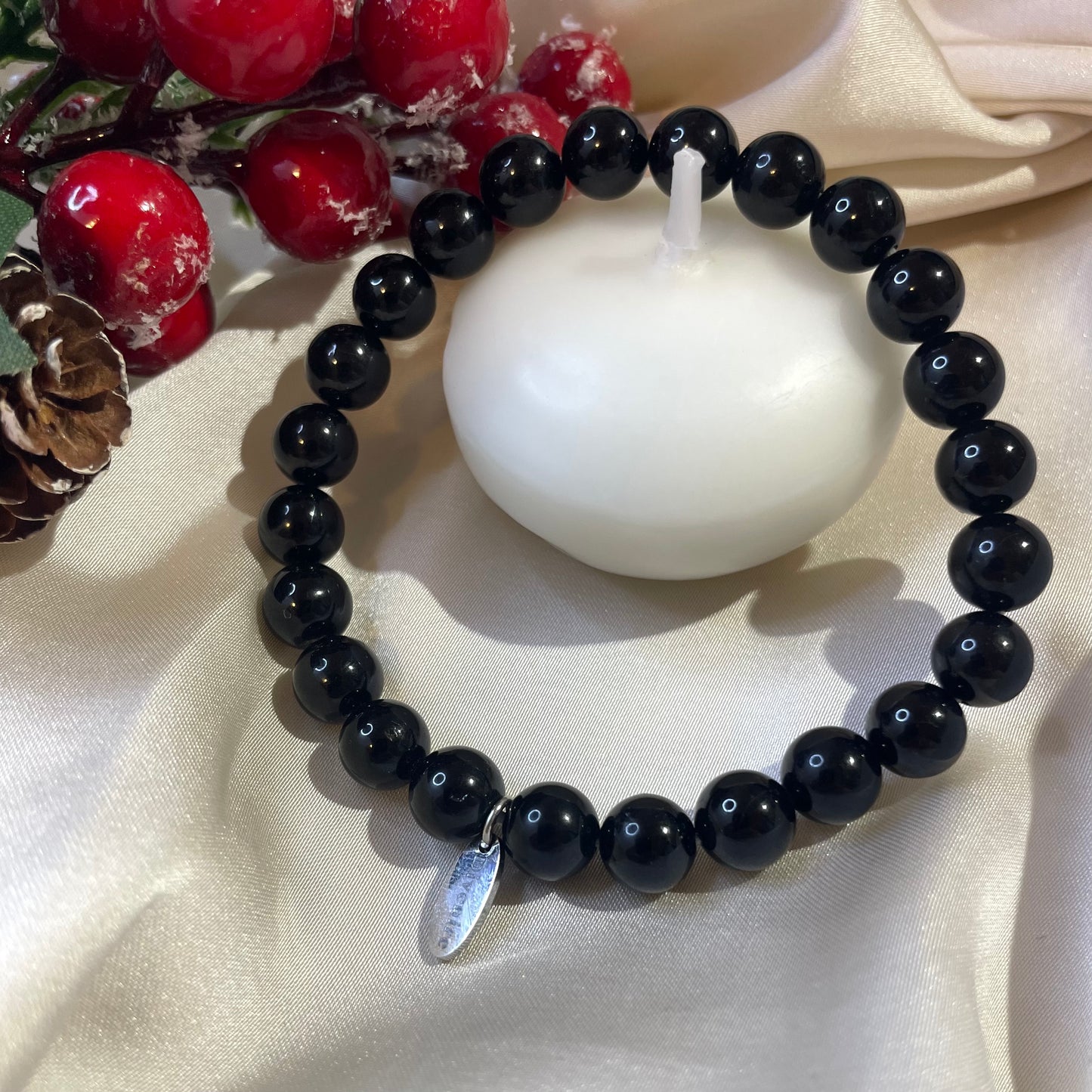 Pulsera de Turmalina Negra de 8 mm – Amuleto de Protección y Energía | Divenire
