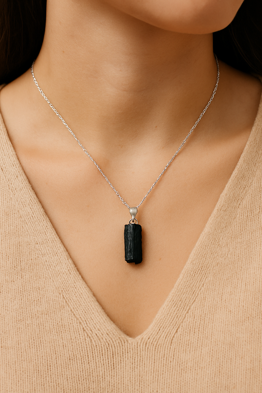 Colgante Turmalina Negra en Bruto | Plata 925 – Divenire