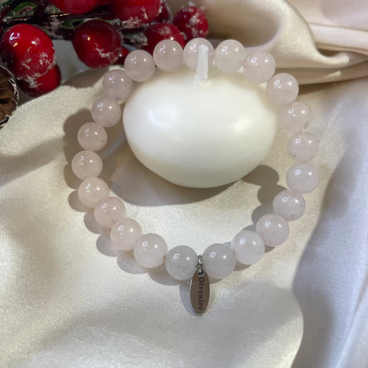 Pulsera de Cuarzo Rosa de 8 mm – Amuleto de Amor Propio y Autoestima