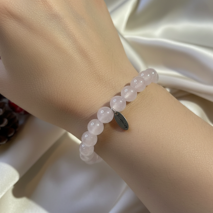Pulsera de Cuarzo Rosa de 8 mm – Amuleto de Amor Propio y Autoestima